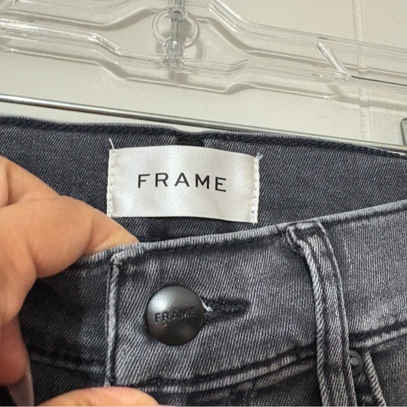 FRAME Le Slim Palazzo Jeans Broken Black Size 25 OPLSP292 High Rise Flare - Picture 4 of 7